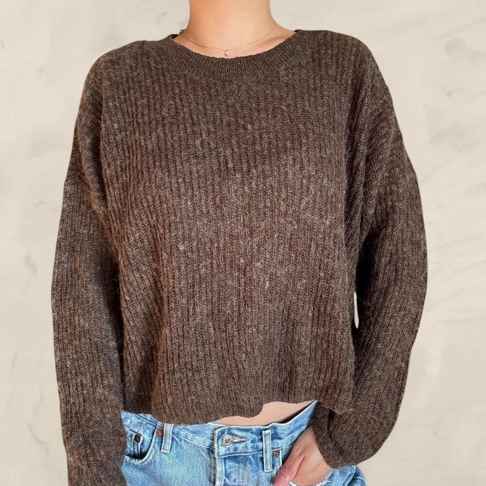 madewell brown alpaca sweater crewneck size medium